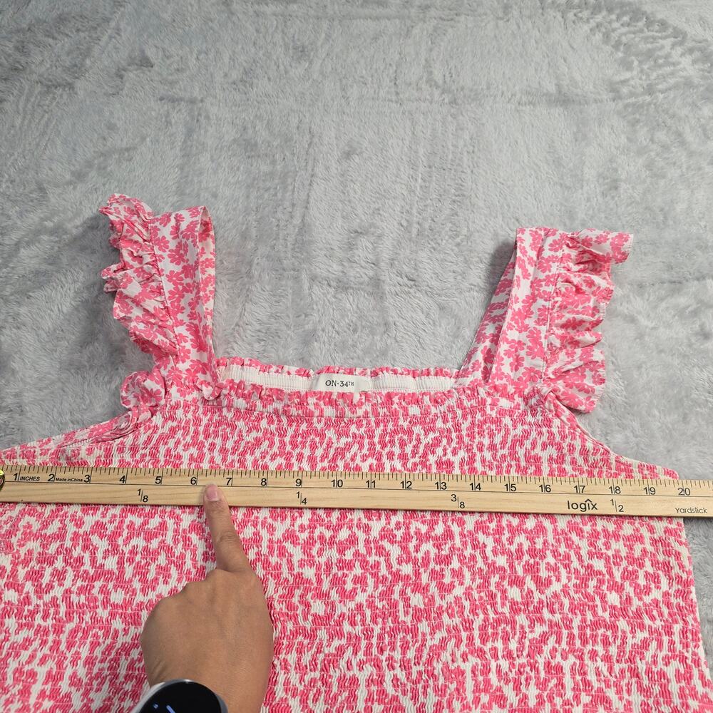 Women's Maxi Dress Plus Size 3X Pink Floral Smocked Cottagecore Tiered Pockets - Picture 8 of 10